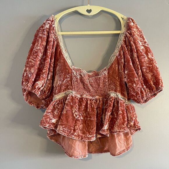 Free People Yours Truly Velvet Top || SZ M || Mauve - Picture 12 of 15